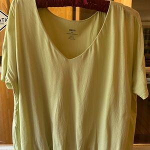 Maeve Light green  V-Neck Short Sleeve bubble Tee